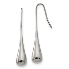 SRE535 Chisel Stainless Steel Polished Shepherd Hook Earrings