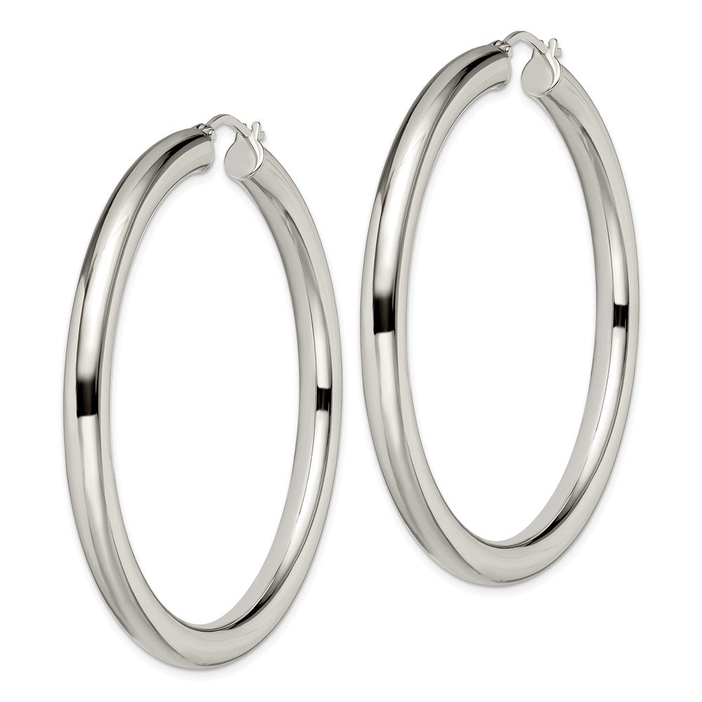 SRE541 Chisel Stainless Steel Polished Hoop Earrings