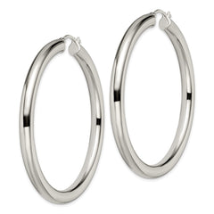 SRE541 Chisel Stainless Steel Polished Hoop Earrings