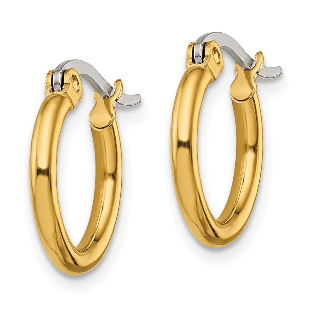SRE557 Chisel Stainless Steel Polished Yellow IP-plated 15.5mm Diameter 2mm Hoop Earrings