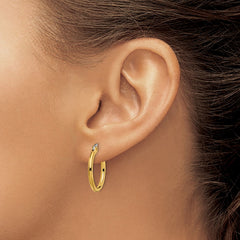 SRE558 Chisel Stainless Steel Polished Yellow IP-plated 19mm Diameter 2mm Hoop Earrings