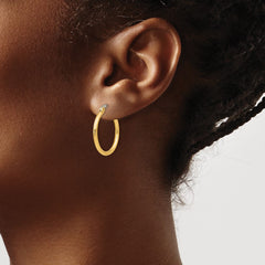SRE559 Chisel Stainless Steel Polished Yellow IP-plated 26mm Diameter 2mm Hoop Earrings