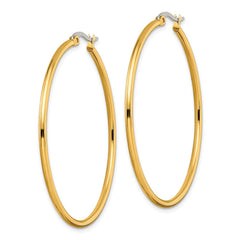 SRE562 Chisel Stainless Steel Polished Yellow IP-plated 48mm Diameter 2mm Hoop Earrings