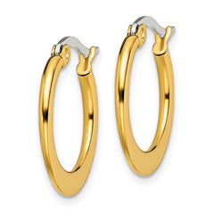 SRE571 Chisel Stainless Steel Polished Yellow IP-plated Tapered 19mm Diameter Hoop Earrings