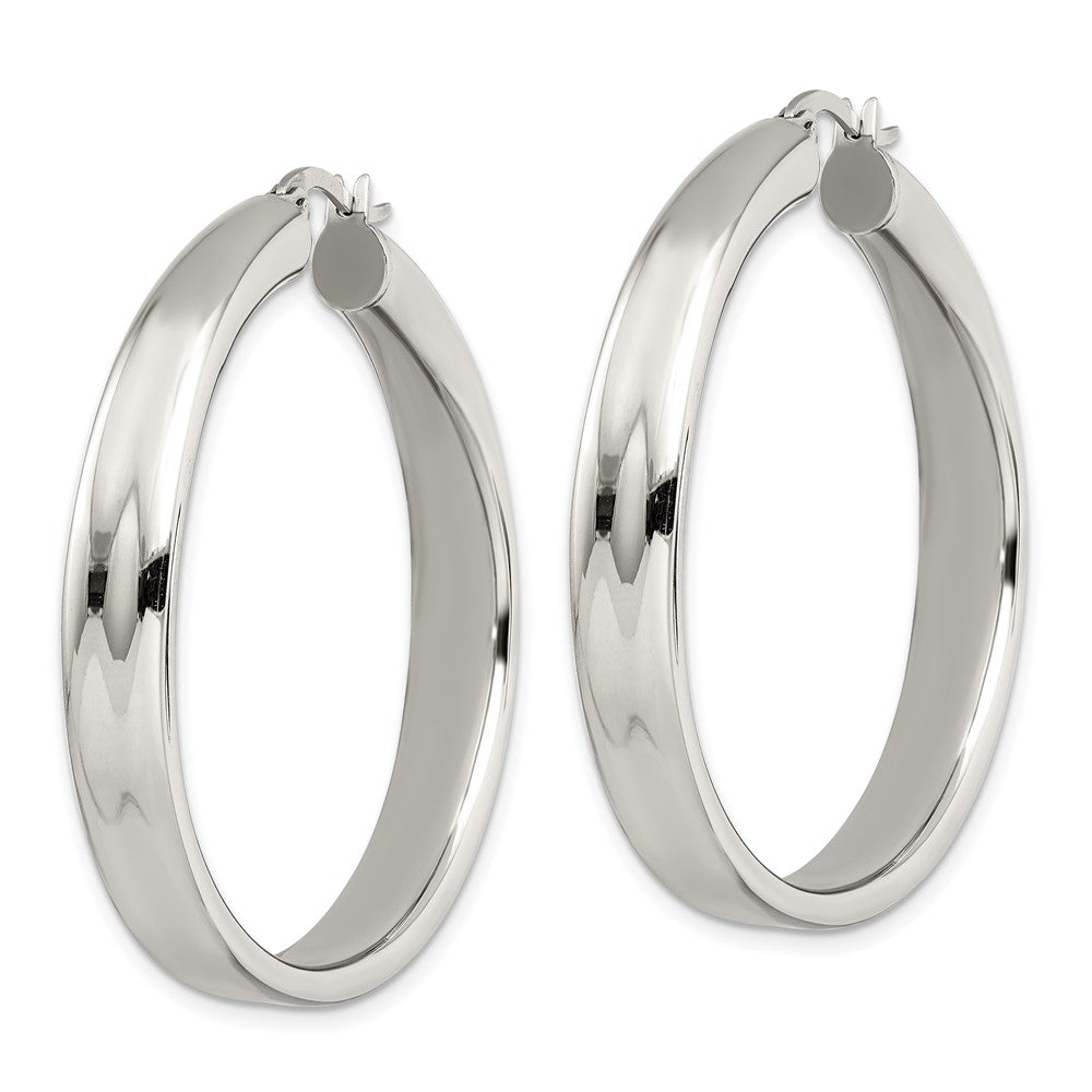 SRE798 Chisel Stainless Steel Polished 6.75mm Hoop Earrings