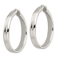 SRE798 Chisel Stainless Steel Polished 6.75mm Hoop Earrings