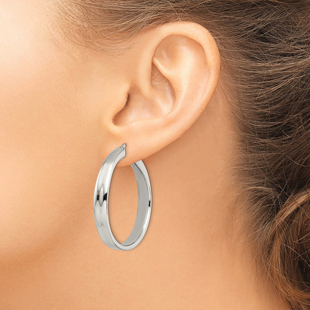 SRE798 Chisel Stainless Steel Polished 6.75mm Hoop Earrings