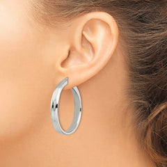 SRE798 Chisel Stainless Steel Polished 6.75mm Hoop Earrings