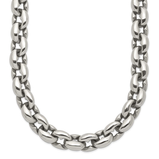 Chisel Stainless Steel Polished 24 inch Oval Link Necklace SRN1091-24