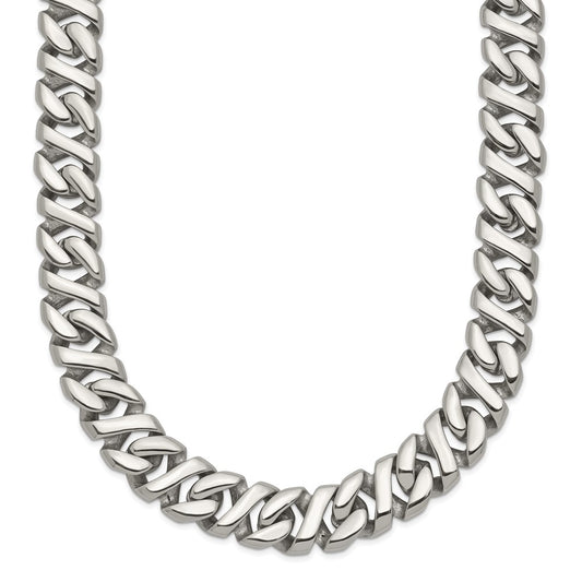 Chisel Stainless Steel Polished 24 inch Link Necklace SRN1094-24