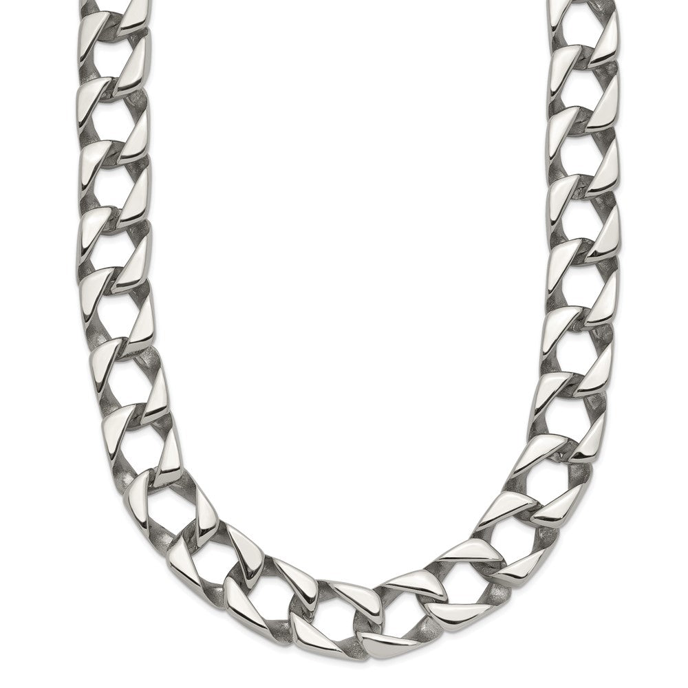 Chisel Stainless Steel Polished 24 inch Square Link Necklace SRN1095-24
