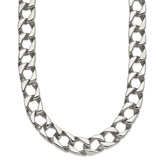Chisel Stainless Steel Polished 24 inch Square Link Necklace SRN1095-24