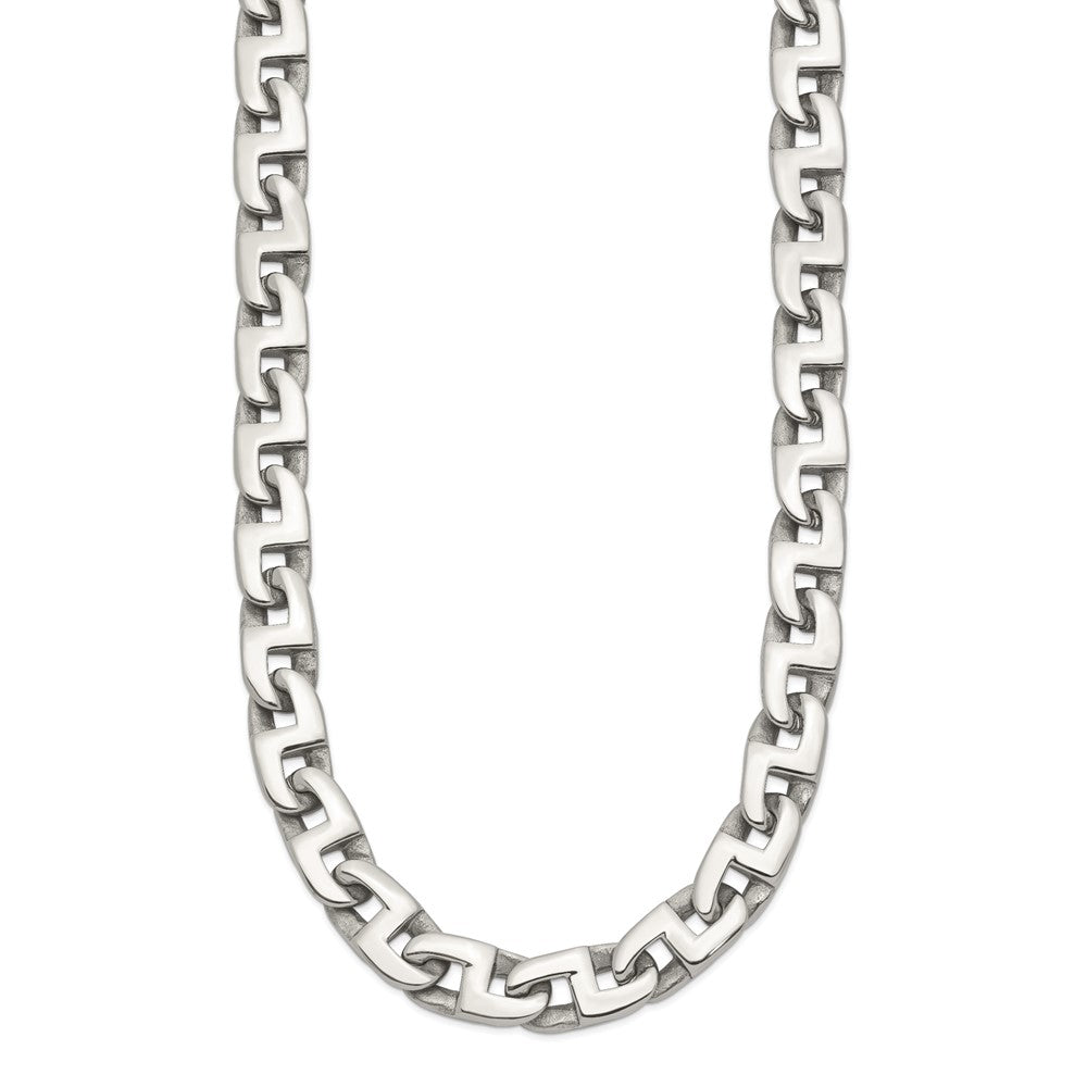 Chisel Stainless Steel Polished 24 inch Fancy Square Link Necklace SRN1099-24