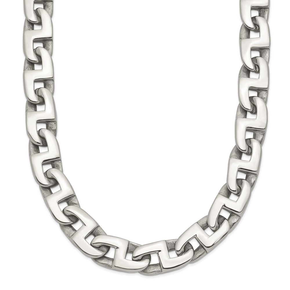Chisel Stainless Steel Polished 24 inch Fancy Square Link Necklace SRN1099-24