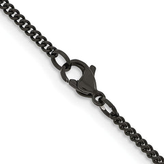 Chisel Stainless Steel Polished Black IP-plated 2.25mm 20 inch Round Curb ChainSRN1607