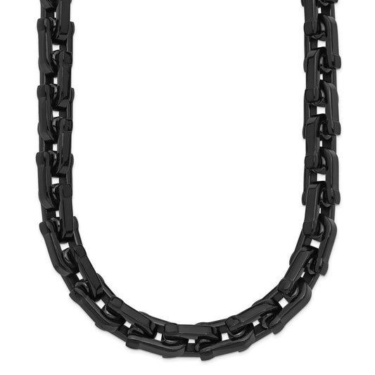 Chisel Stainless Steel Polished Black IP-plated 20 inch Link Necklace SRN163-20