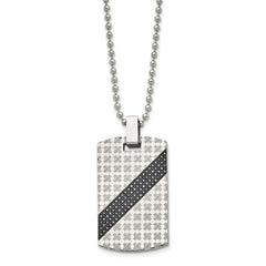 Chisel Stainless Steel Polished with 1/2 carat Black Diamond Dog Tag on a 24 inch Ball Chain Necklace SRN1647-24