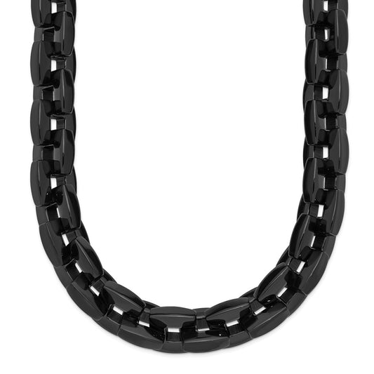 Chisel Stainless Steel Polished Black IP-plated 20.5 inch Link Necklace SRN165-20