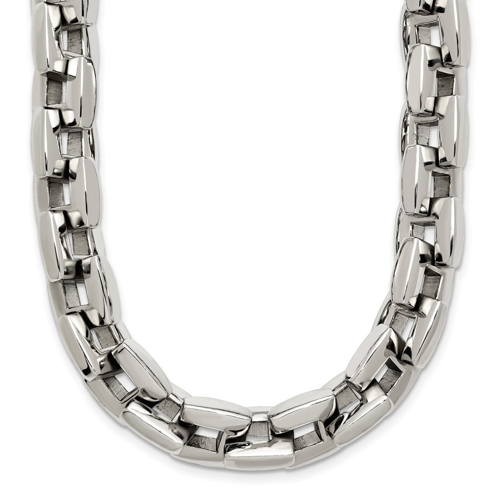Chisel Stainless Steel Polished 20 inch Square Link Necklace SRN166-20