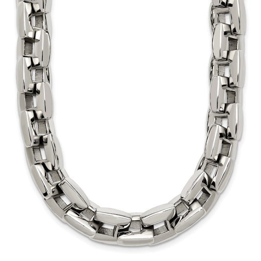 Chisel Stainless Steel Polished 20 inch Square Link Necklace SRN166-20