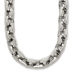 Chisel Stainless Steel Polished 20 inch Square Link Necklace SRN166-20
