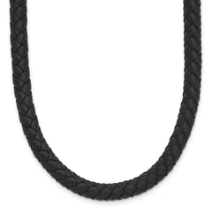 Chisel Stainless Steel Polished Woven Black Leather 16.25 inch NecklaceSRN1802