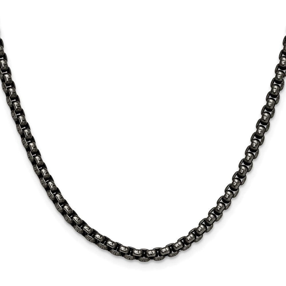 Chisel Stainless Steel Antiqued and Polished 3.9mm 20 inch Rounded Box ChainSRN1893