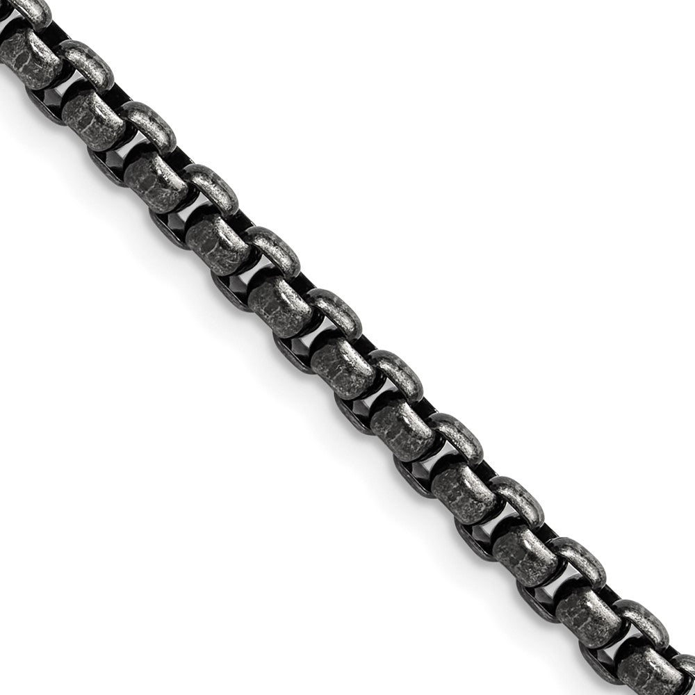 Chisel Stainless Steel Antiqued and Polished 3.9mm 18 inch Rounded Box ChainSRN1893