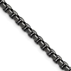 Chisel Stainless Steel Antiqued and Polished 3.9mm 18 inch Rounded Box ChainSRN1893