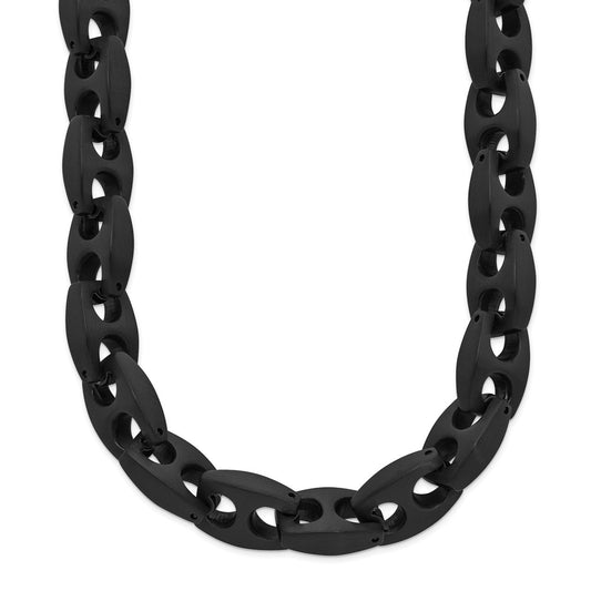 Chisel Stainless Steel Brushed Black IP-plated 24 inch Link Necklace SRN2075-24