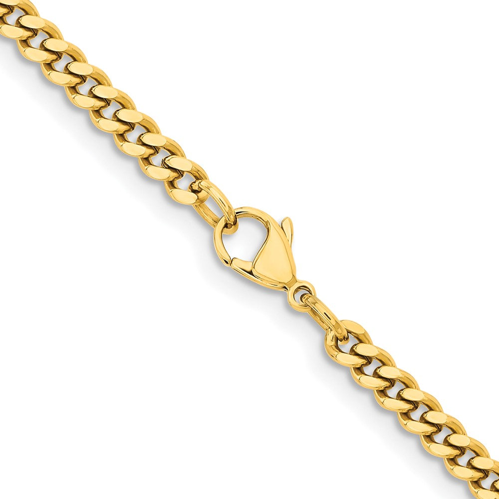 Chisel Stainless Steel Polished Yellow IP-plated 4mm 22 inch Curb ChainSRN226GP
