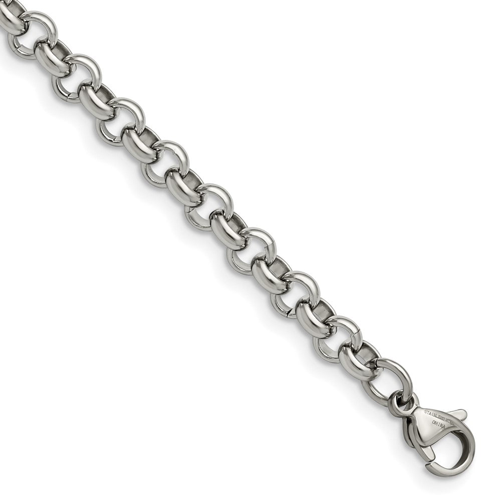 Chisel Stainless Steel Polished 6mm 7.5 inch Rolo Chain SRN231-7.5