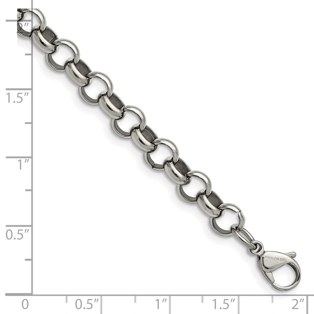 Chisel Stainless Steel Polished 8mm 7.75 inch Rolo Chain SRN232-7.75