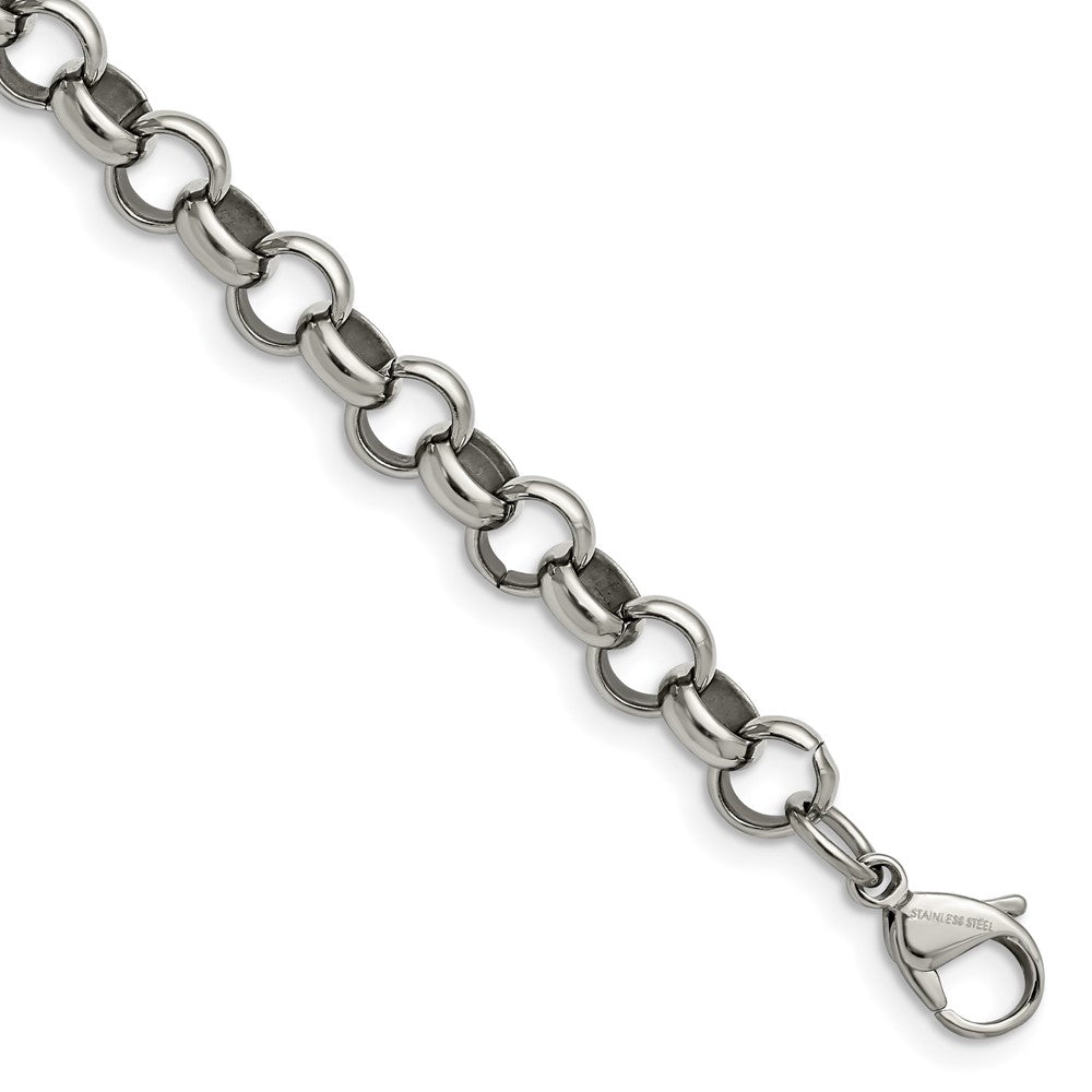 Chisel Stainless Steel Polished 8mm 7.75 inch Rolo Chain SRN232-7.75