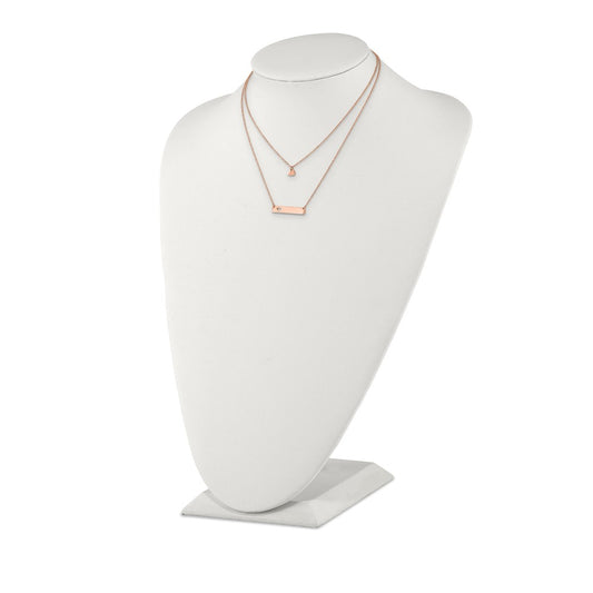 Chisel Stainless Steel Polished Rose IP-plated Heart and Bar Multi Strand 15.5 inch Cable Chain with a 1.5 inch Extension Necklace SRN2705-15.5