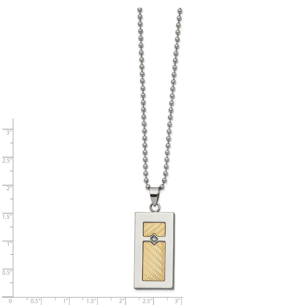 Chisel Stainless Steel Polished with 18k Gold Accent .025 carat Diamond Pendant on a 24 inch Ball Chain Necklace SRN2713-24