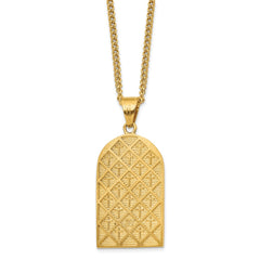 Chisel Stainless Steel Polished Yellow IP-plated with Crystal Blessed Mary Pendant on a 24 inch Curb Chain Necklace SRN2792-24