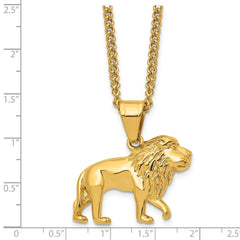 Chisel Stainless Steel Polished Yellow IP-plated Lion Pendant on a 24 inch Curb Chain Necklace SRN2795-24