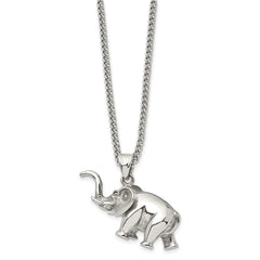 Chisel Stainless Steel Polished 3D Elephant Pendant on a 24 inch Curb Chain Necklace SRN2799-24