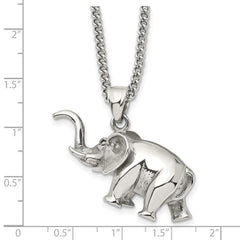 Chisel Stainless Steel Polished 3D Elephant Pendant on a 24 inch Curb Chain Necklace SRN2799-24