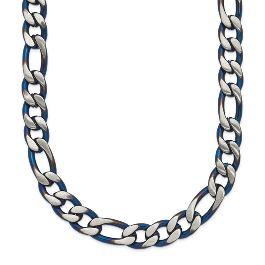 Chisel Stainless Steel Brushed and Polished Blue IP-plated 7.5mm 24 inch Necklace SRN2817