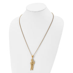 Chisel Stainless Steel Polished Yellow IP-plated Saint Jude Pendant on a 24 inch Curb Chain Necklace SRN2833-24