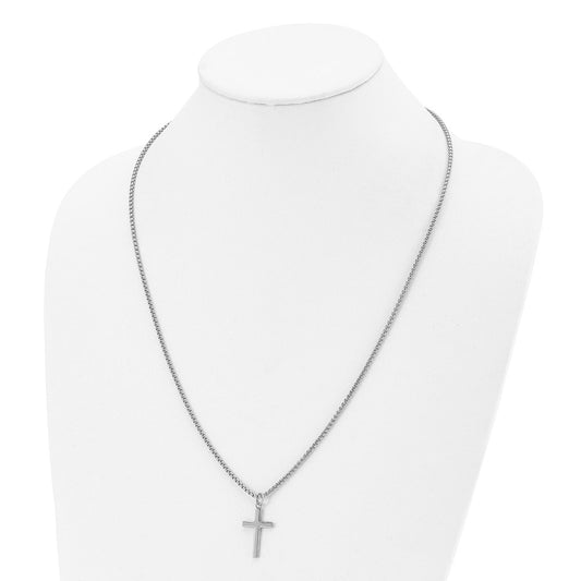 Chisel Stainless Steel Polished Cross Pendant on a 24 inch Box Chain Necklace SRN2849-24