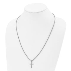 Chisel Stainless Steel Polished Cross Pendant on a 24 inch Box Chain Necklace SRN2849-24