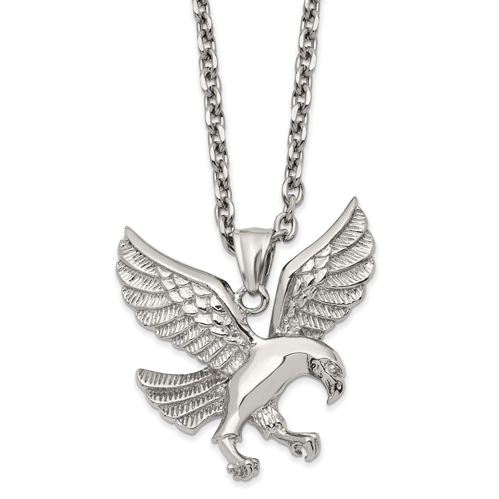 Chisel Stainless Steel Polished Eagle Pendant on a 24 inch Cable Chain Necklace SRN2853-24