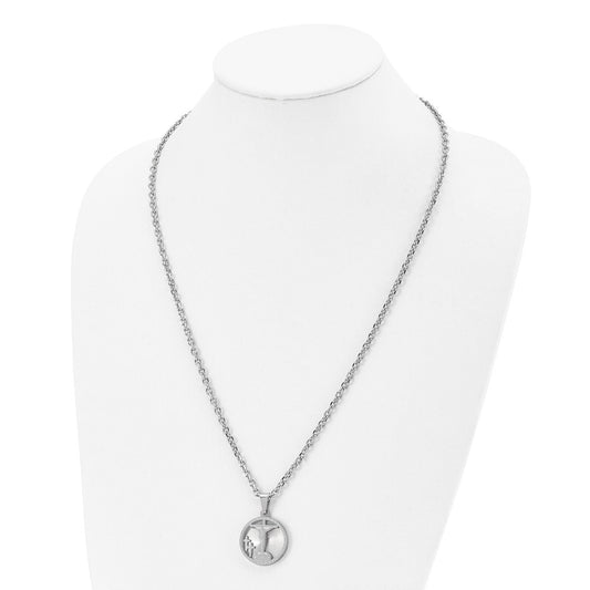 Chisel Stainless Steel Polished Laser Cut Crucifix Pendant on a 25.5 inch Cable Chain Necklace SRN2859-24