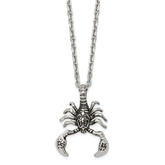 Chisel Stainless Steel Antiqued and Polished Scorpion Pendant on a 24 inch Cable Chain Necklace SRN2863-24