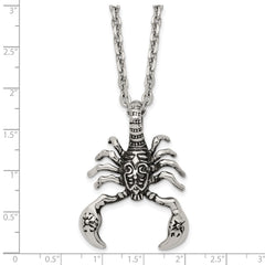 Chisel Stainless Steel Antiqued and Polished Scorpion Pendant on a 24 inch Cable Chain Necklace SRN2863-24