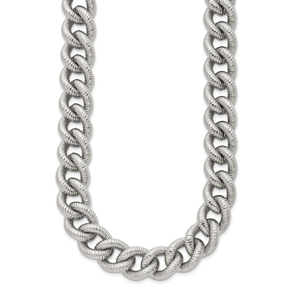 Chisel Stainless Steel Polished and Textured 14.5mm 23.75 inch Curb Chain SRN2876-23.75