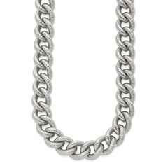 Chisel Stainless Steel Polished and Textured 14.5mm 23.75 inch Curb Chain SRN2876-23.75